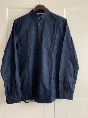 COS mens 100% cotton  Navy Button-Down Casual Shirt size S